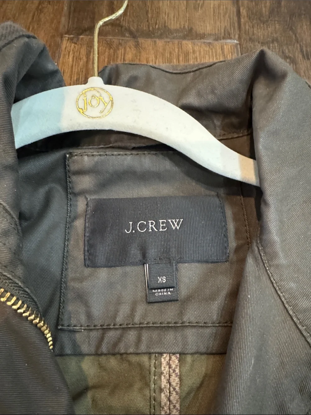 J. Crew Waxed Green Utility Jacket with Gold Snaps